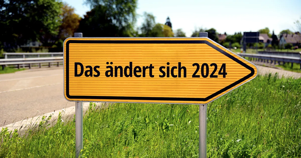 Ein Wegweiser zeigt die Änderungen für 2024 an.